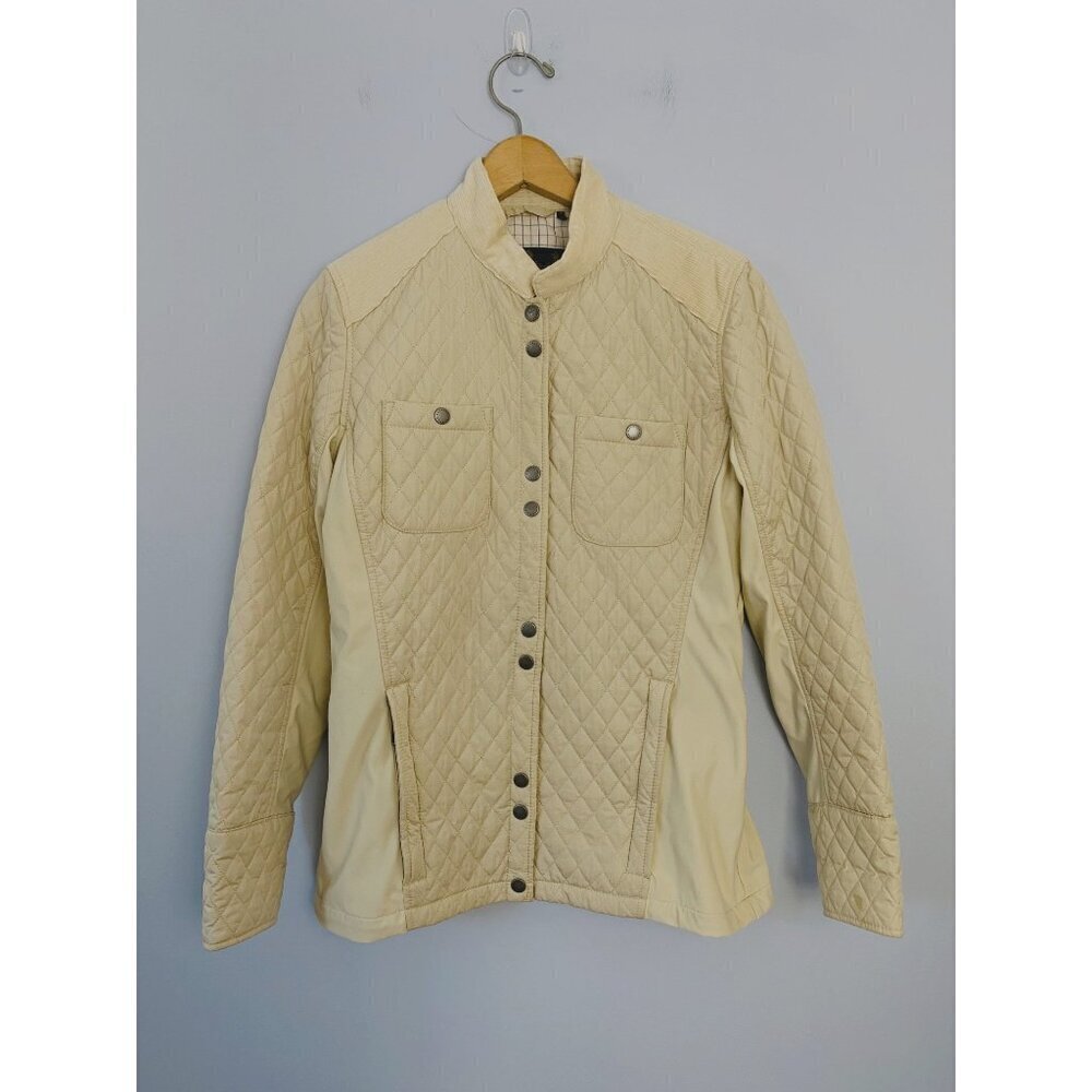 Barbour Reins Quilt Jacket Size 10 Beige Color Snap Front Quilted Jacket